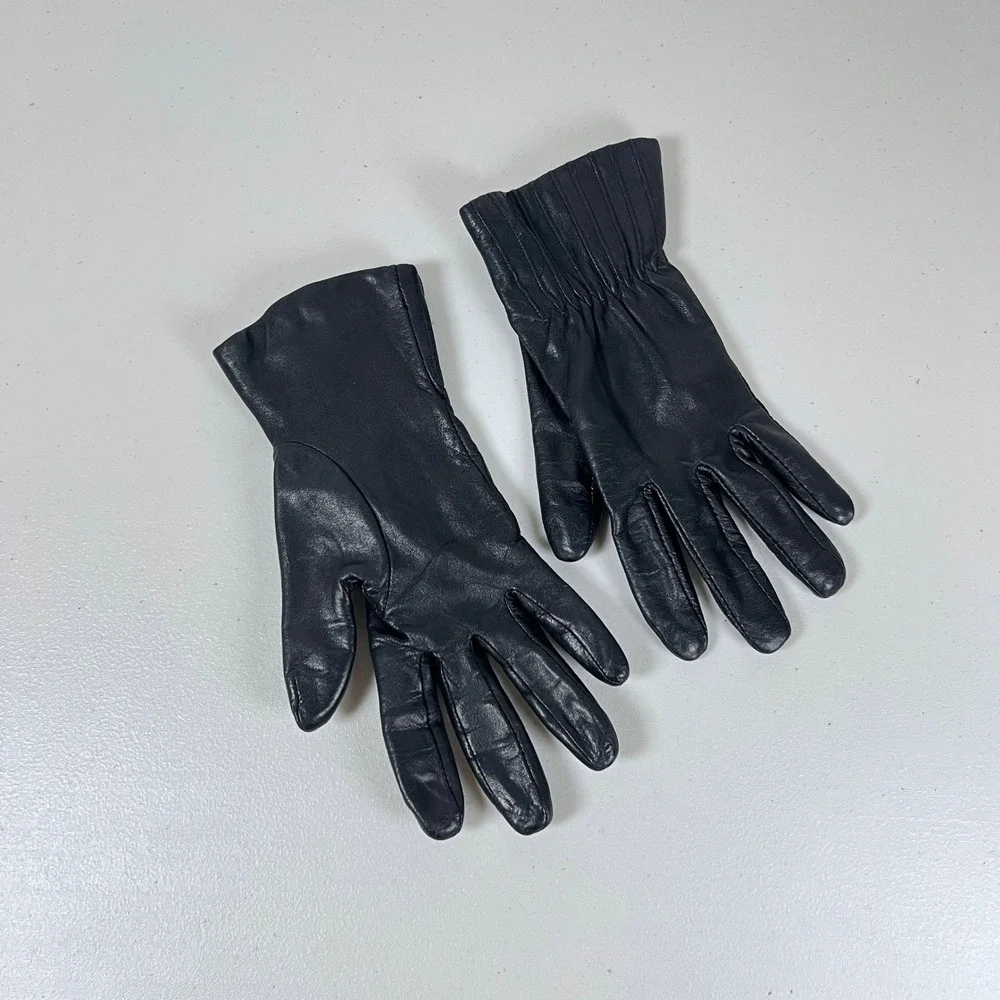 Unbranded Ladies Genuine Leather Gloves Black Knit Lining Size M